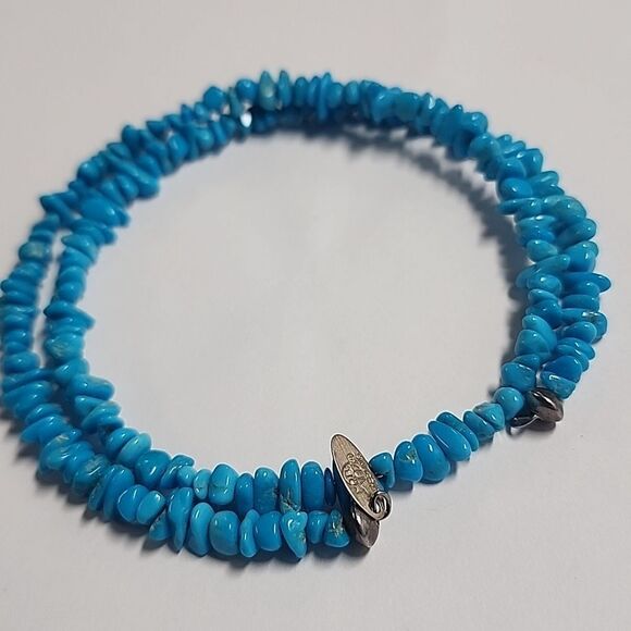 Running Bear Native American Turquoise Beaded Coil Choker Necklace - Picture 3 of 4